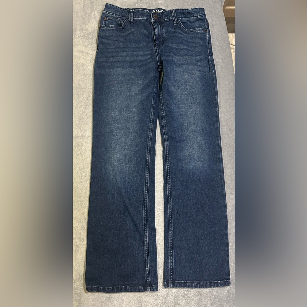 Cat & Jack Boys Dark Blue Straight Leg Stretch‎ Denim Jeans Size 16